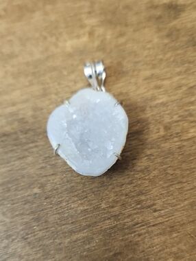 White Druzy Pendant Necklace - Unbranded